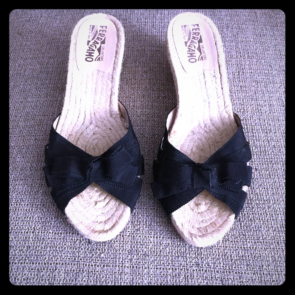 Ferragamo wedge sandals w/ bow